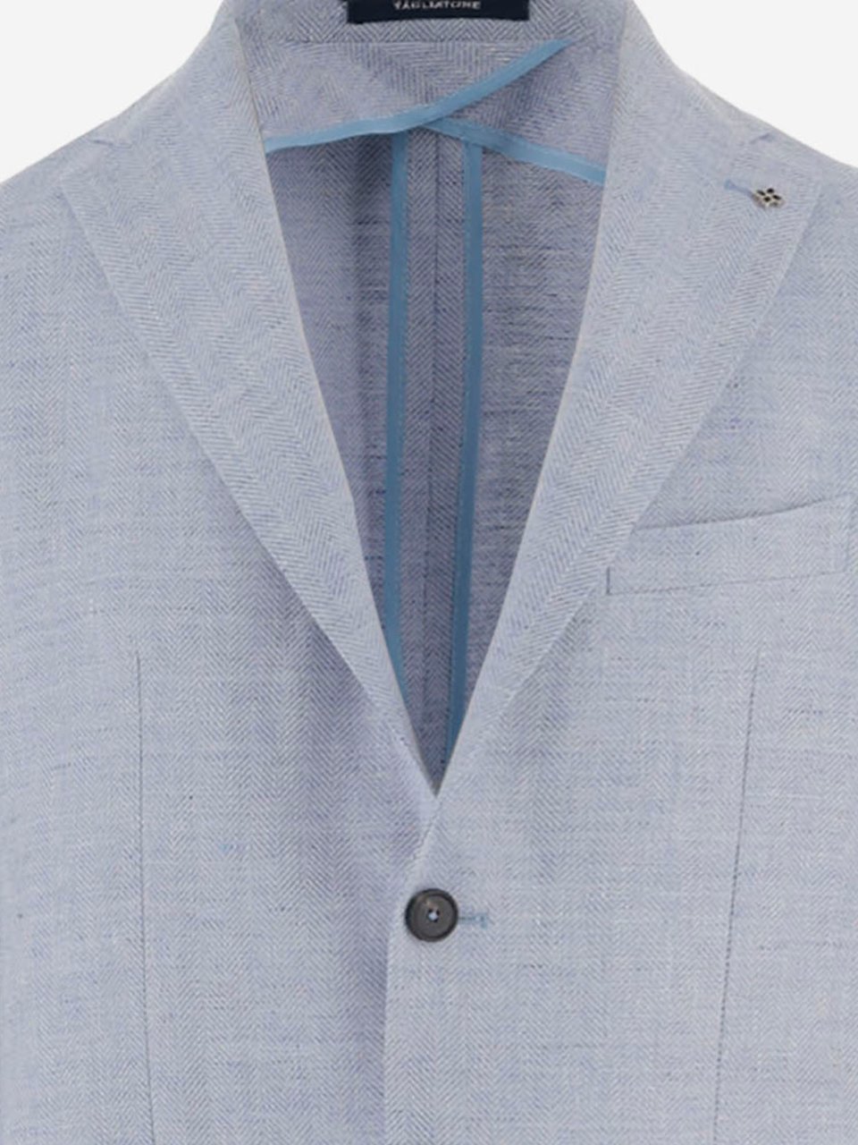 Tagliatore Light Blue Single-Breasted Jacket with Herringbone Pattern Wit