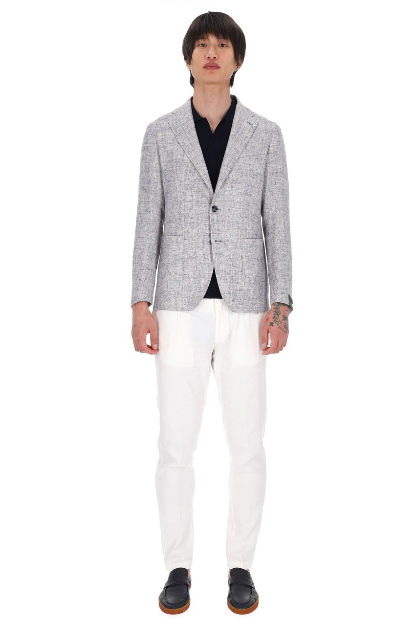 Tagliatore Montecarlo Textured Viscose-Cotton Blazer Wit