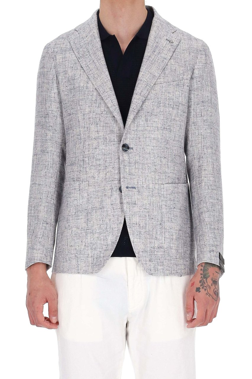 Tagliatore Montecarlo Textured Viscose-Cotton Blazer Wit