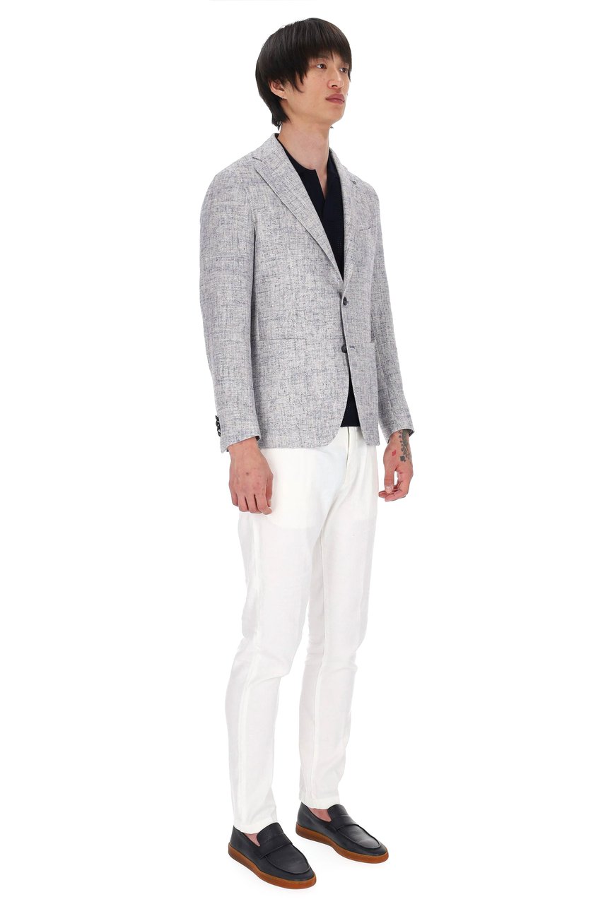 Tagliatore Montecarlo Textured Viscose-Cotton Blazer Wit