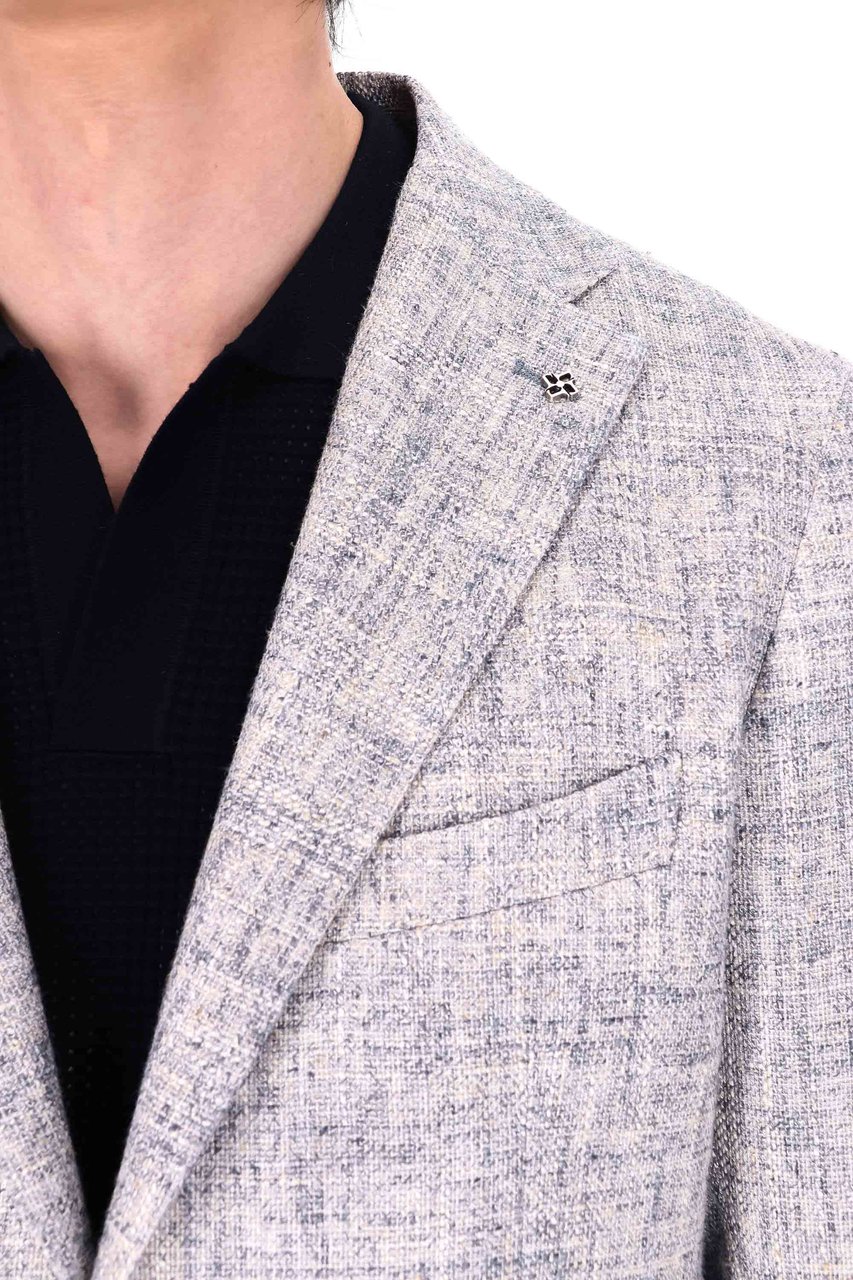 Tagliatore Montecarlo Textured Viscose-Cotton Blazer Wit