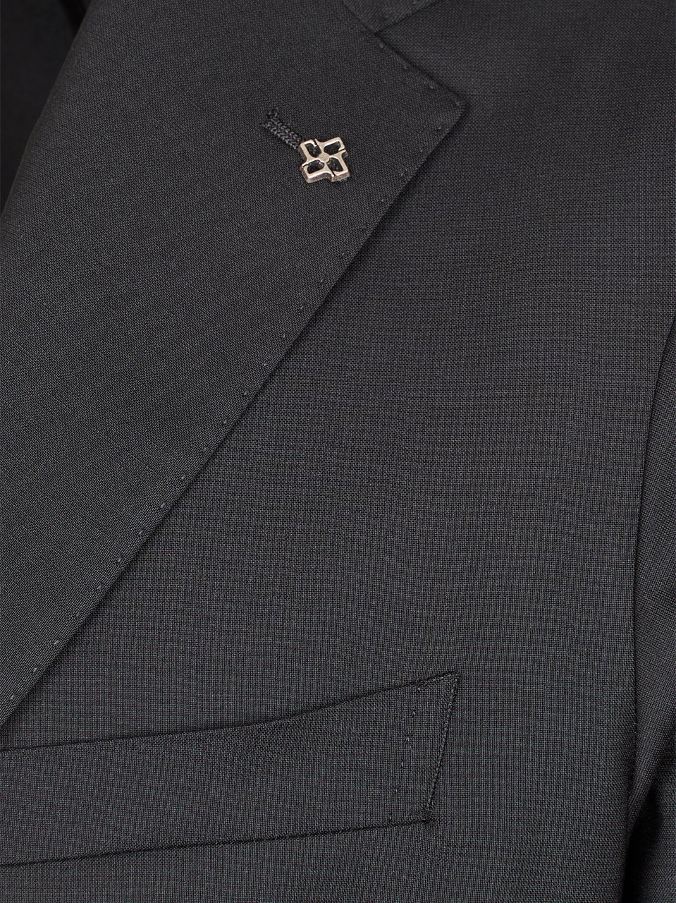 Tagliatore Tailored Virgin Wool Blazer with Metallic Lapel Pin Zwart