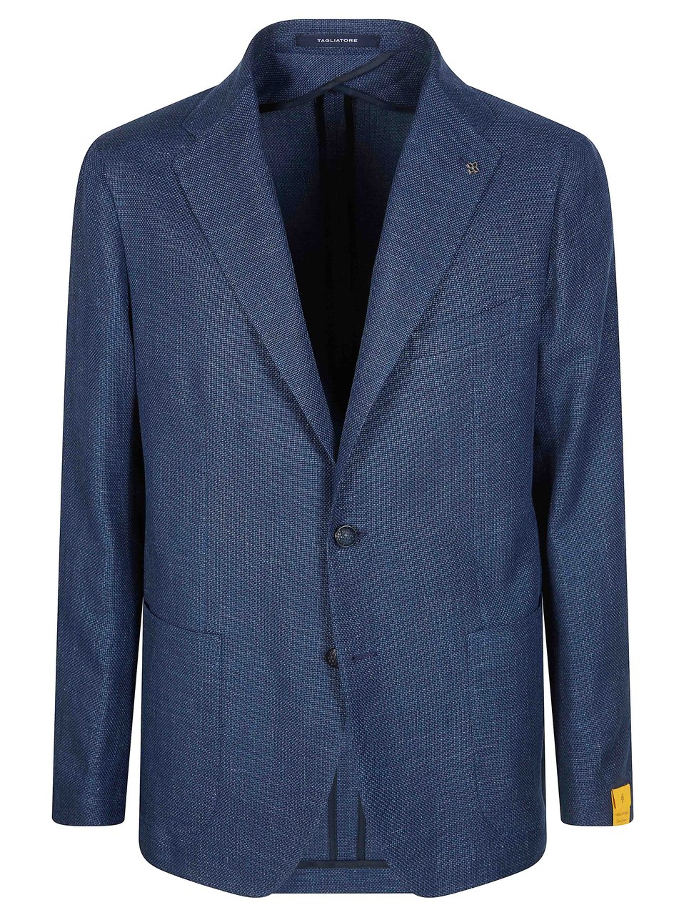 Tagliatore Deep Blue Linen-Cotton Single-Breasted Blazer Groen