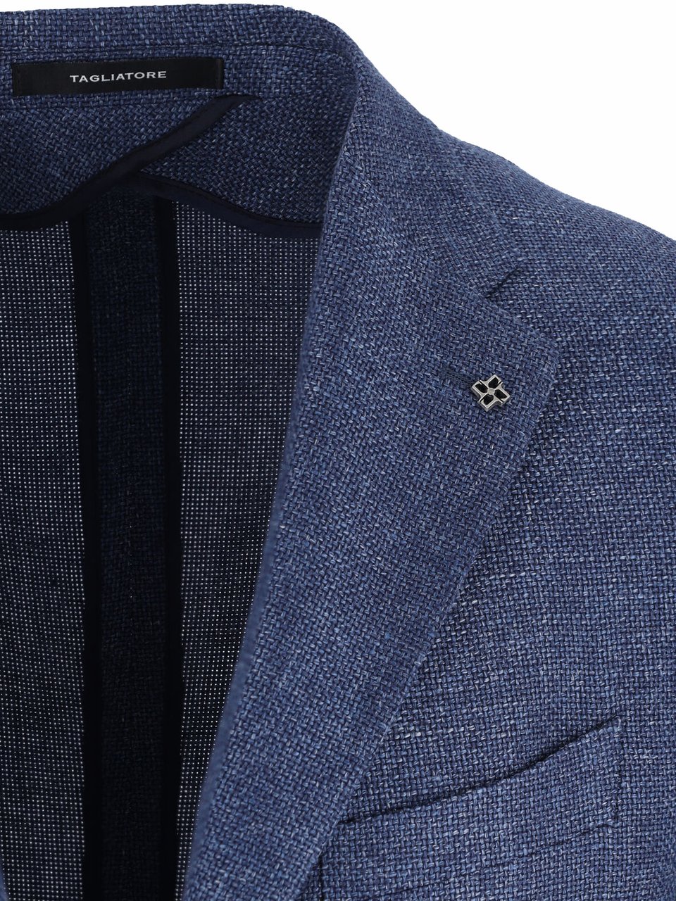 Tagliatore Blue Tailored Textured Notch Lapel Jacket Blauw