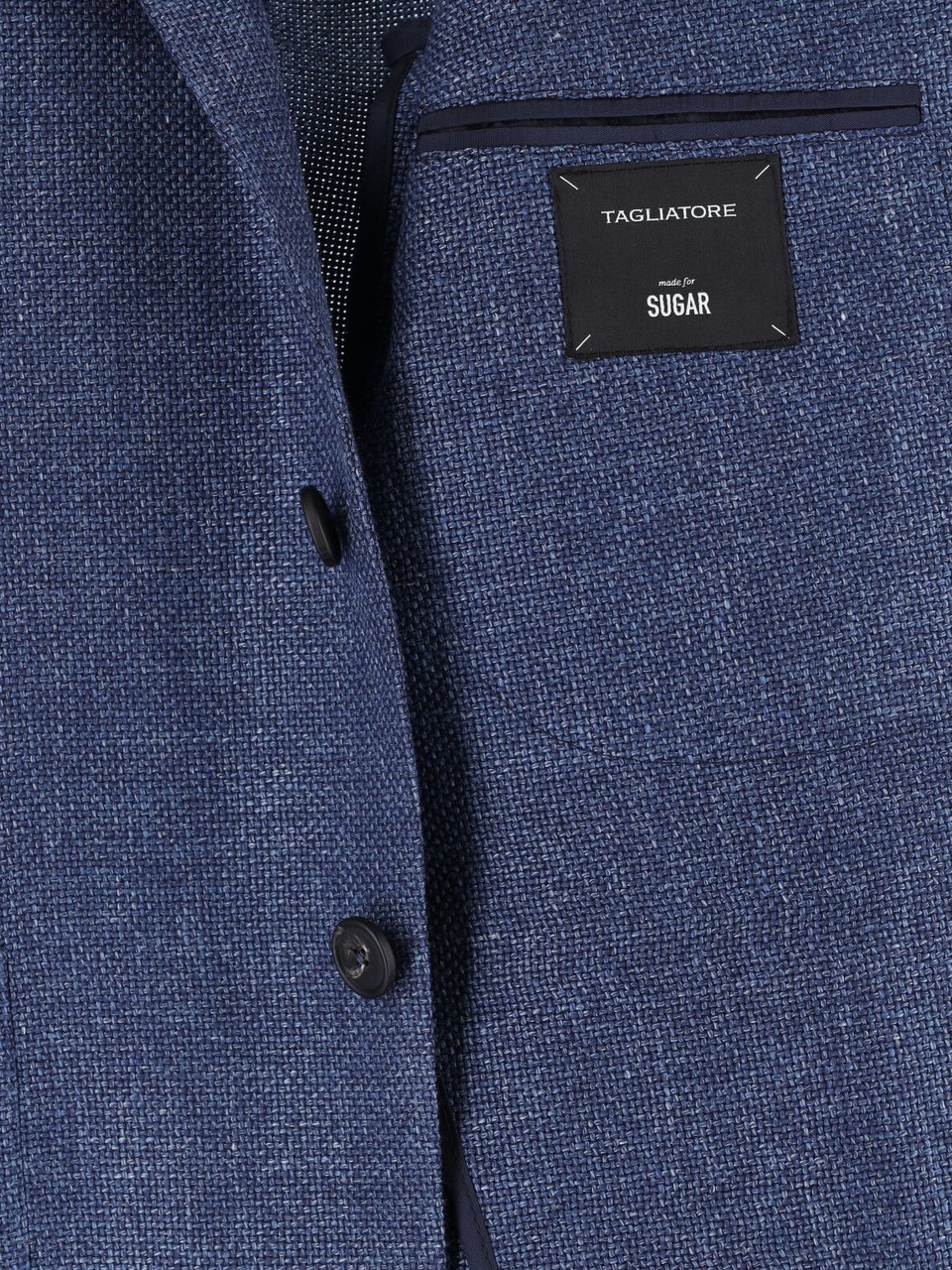 Tagliatore Blue Tailored Textured Notch Lapel Jacket Blauw