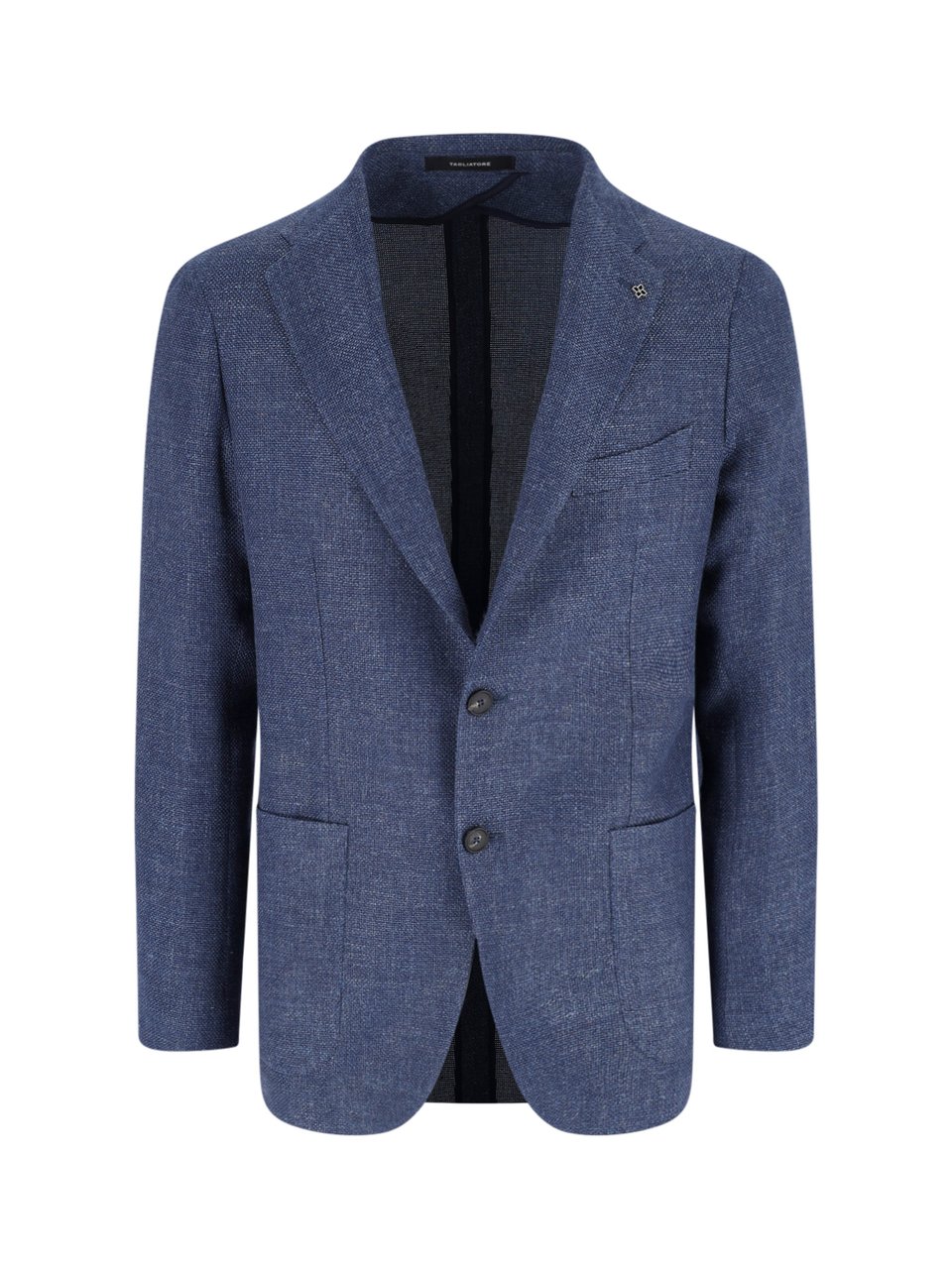 Tagliatore Blue Tailored Textured Notch Lapel Jacket Blauw