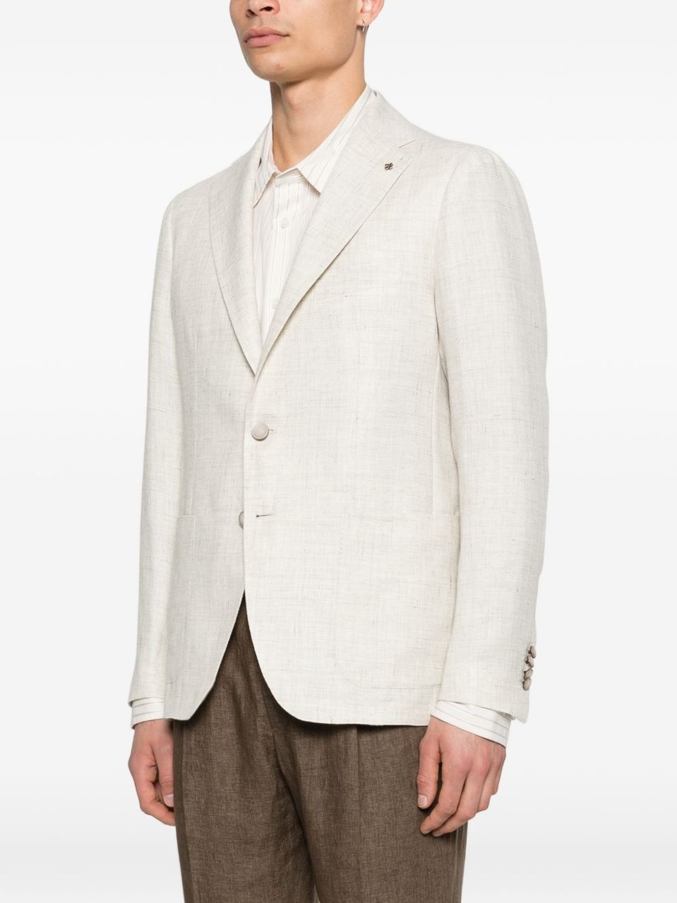 Tagliatore Beige Linen Wool Blend Blazer Wit