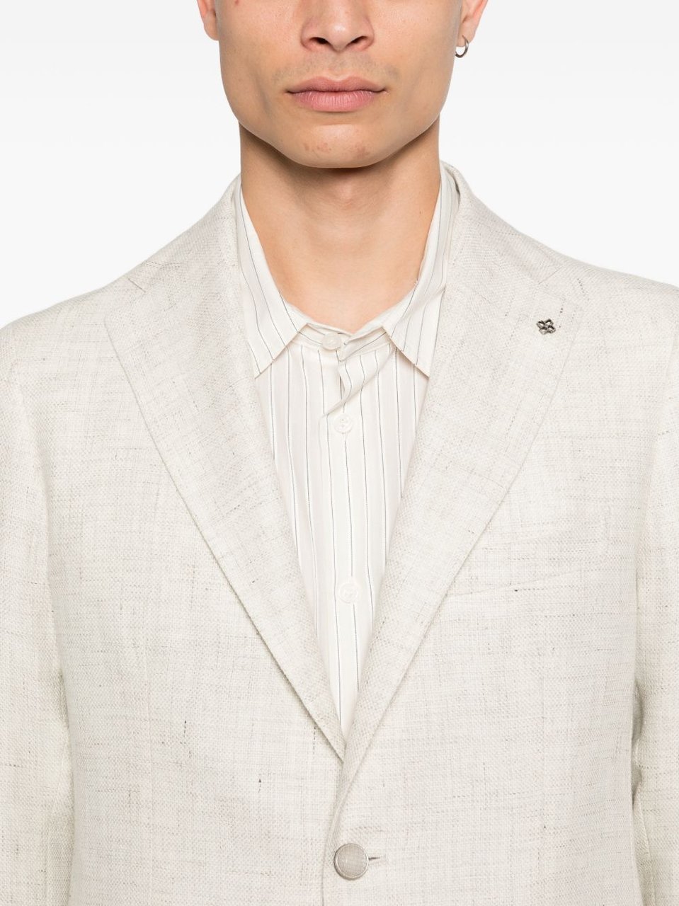 Tagliatore Beige Linen Wool Blend Blazer Wit