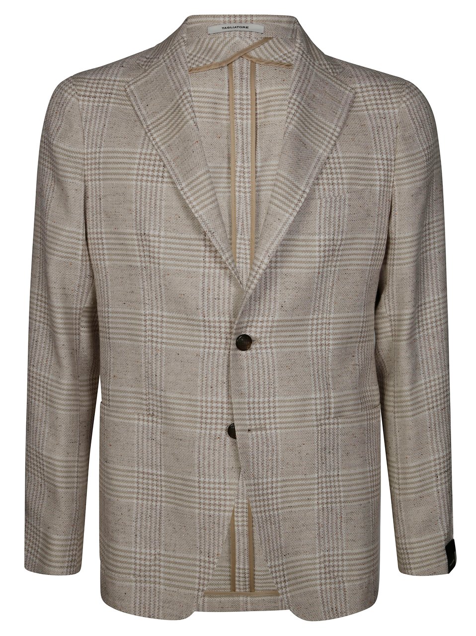 Tagliatore Slim-Fit Single-Breasted Plaid Jacket with Notch Lapels Grijs