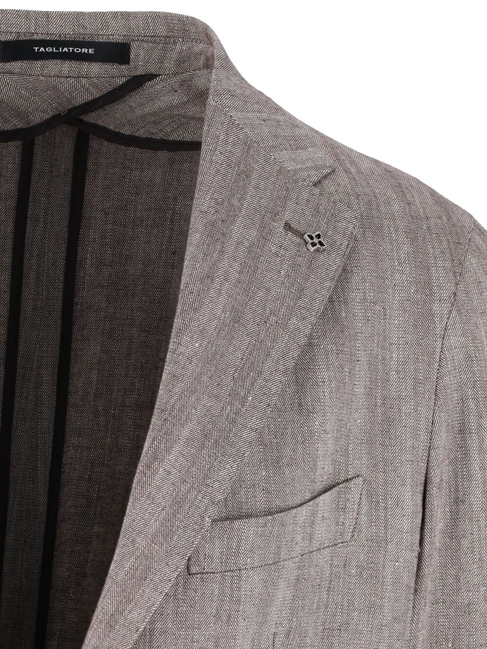 Tagliatore Grey Herringbone Notch Lapel Tailored Jacket Grijs