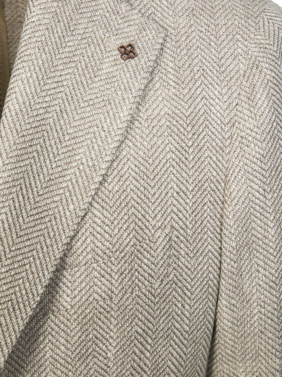 Tagliatore Light Neutral Herringbone Wool-Blend Blazer Grijs