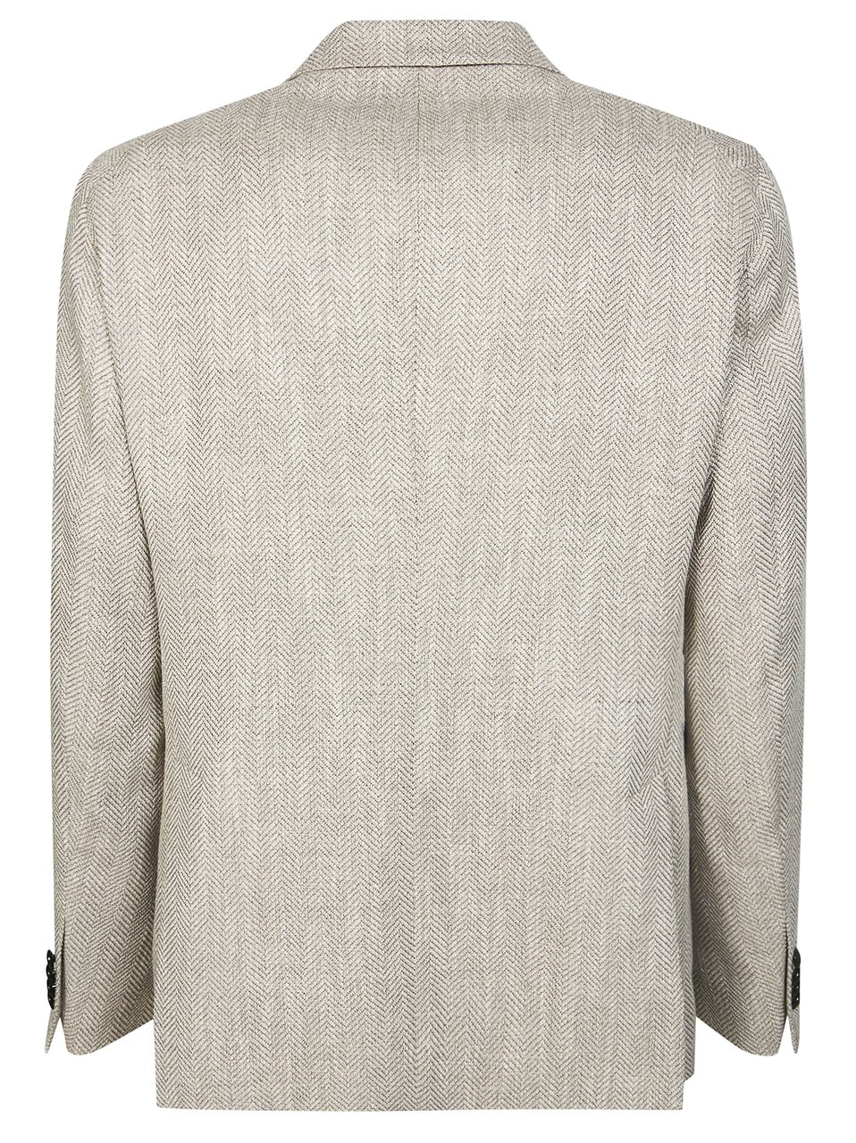 Tagliatore Light Neutral Herringbone Wool-Blend Blazer Grijs
