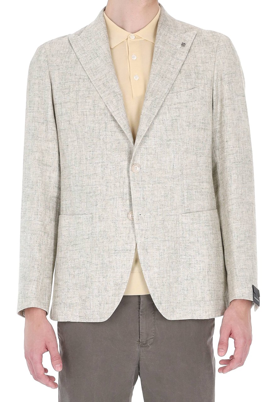 Tagliatore Montecarlo Textured Viscose-Cotton Blazer Wit