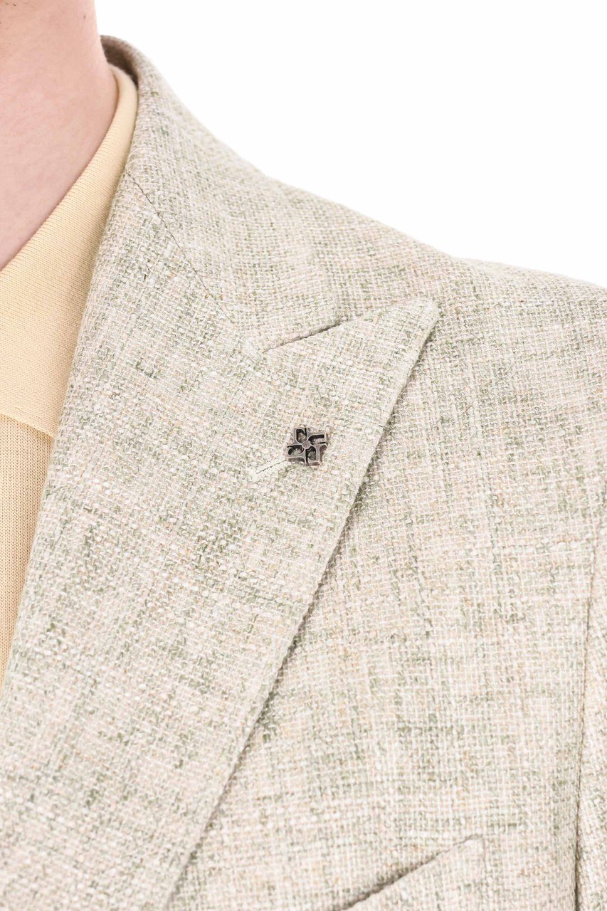 Tagliatore Montecarlo Textured Viscose-Cotton Blazer Wit