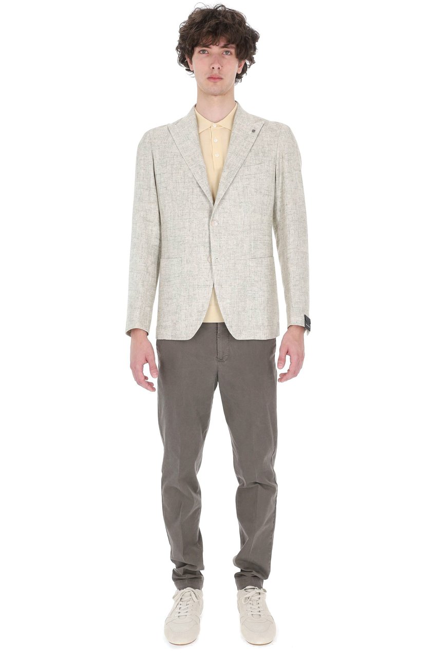 Tagliatore Montecarlo Textured Viscose-Cotton Blazer Wit
