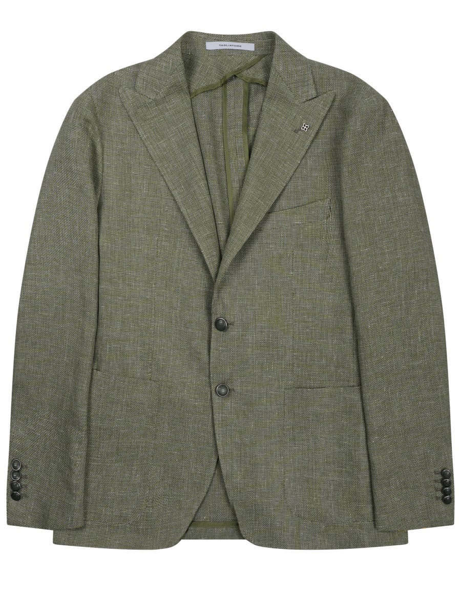 Tagliatore Montecarlo Linen-Cotton Tailored Blazer Grijs