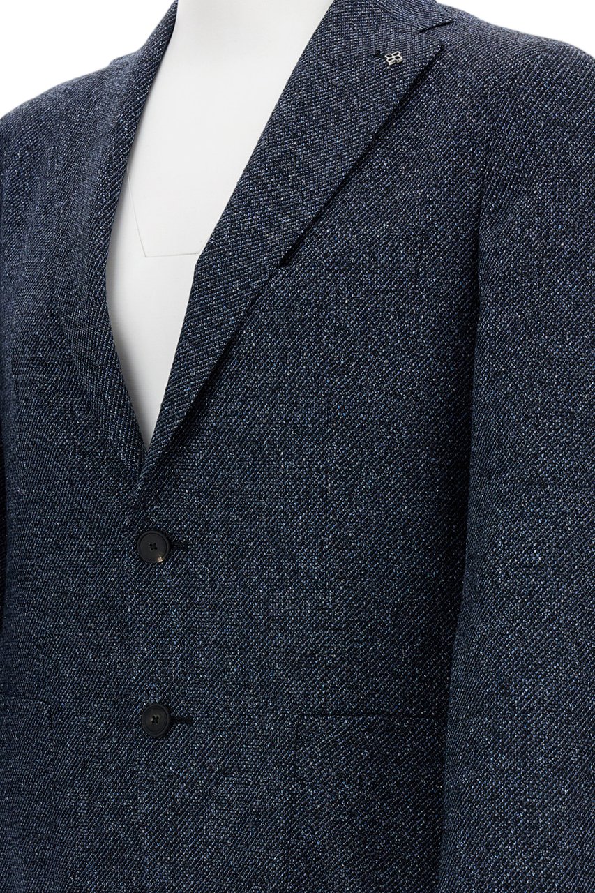 Tagliatore Tailored Single-Breasted Jacket with Textured Fabric Grijs