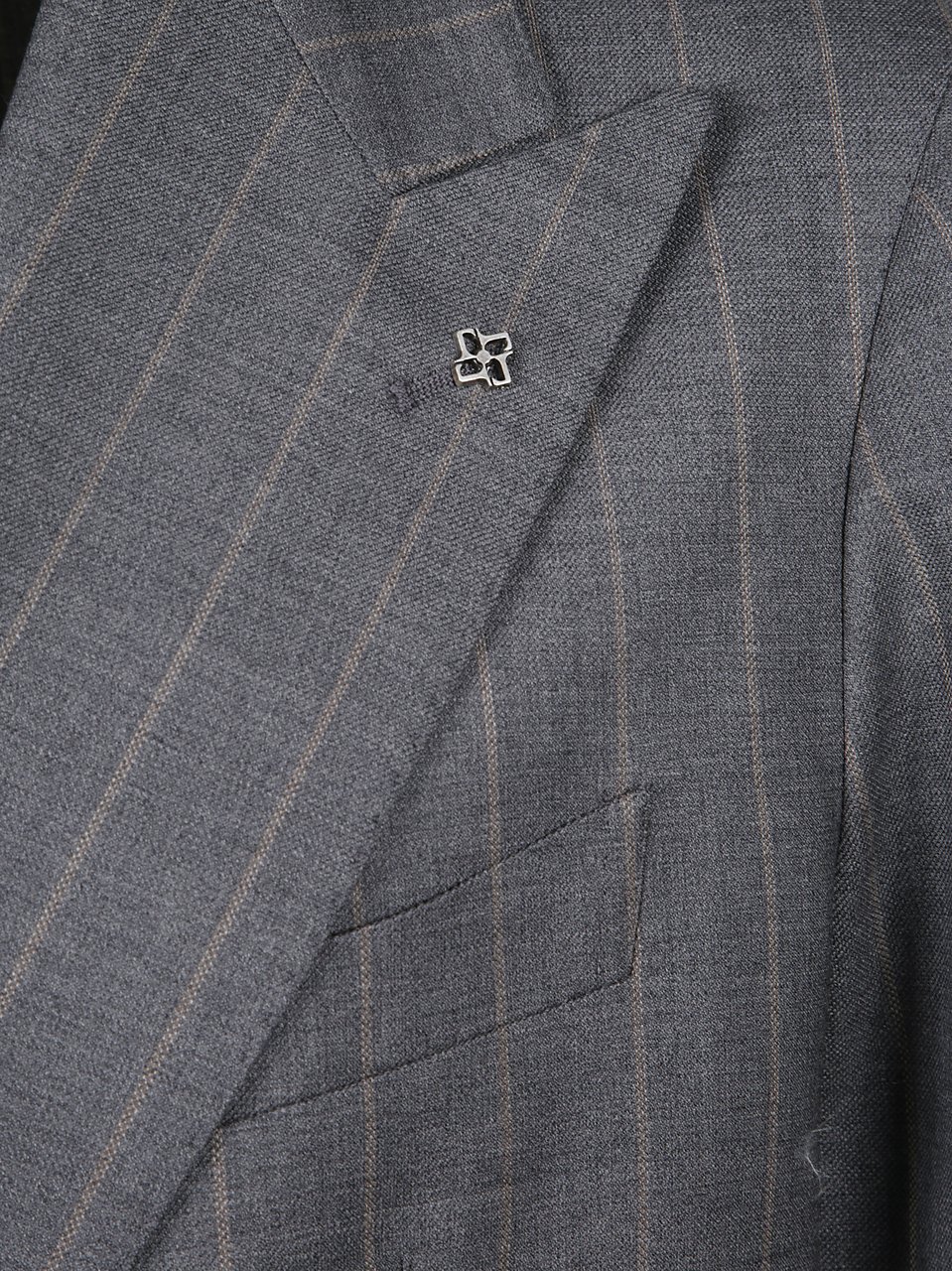 Tagliatore Montecarlo Pinstripe Double-Breasted Suits Grijs