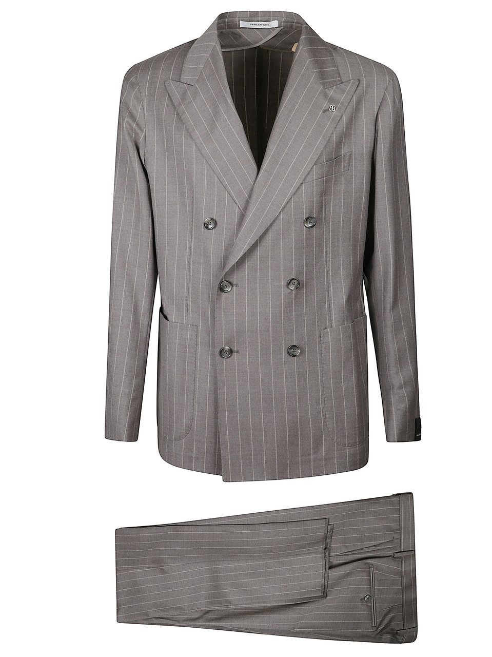Tagliatore Montecarlo Pinstripe Double-Breasted Suit Grijs
