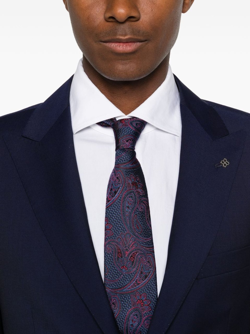 Tagliatore Bruce Deep Blue Peak Lapels Suit Zwart
