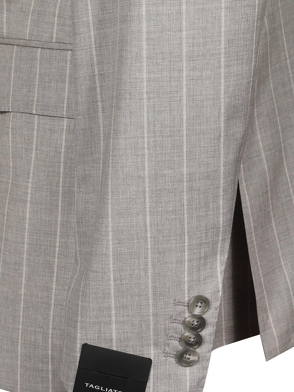 Tagliatore Light Grey Pinstripes Double Breasted Suit Grijs