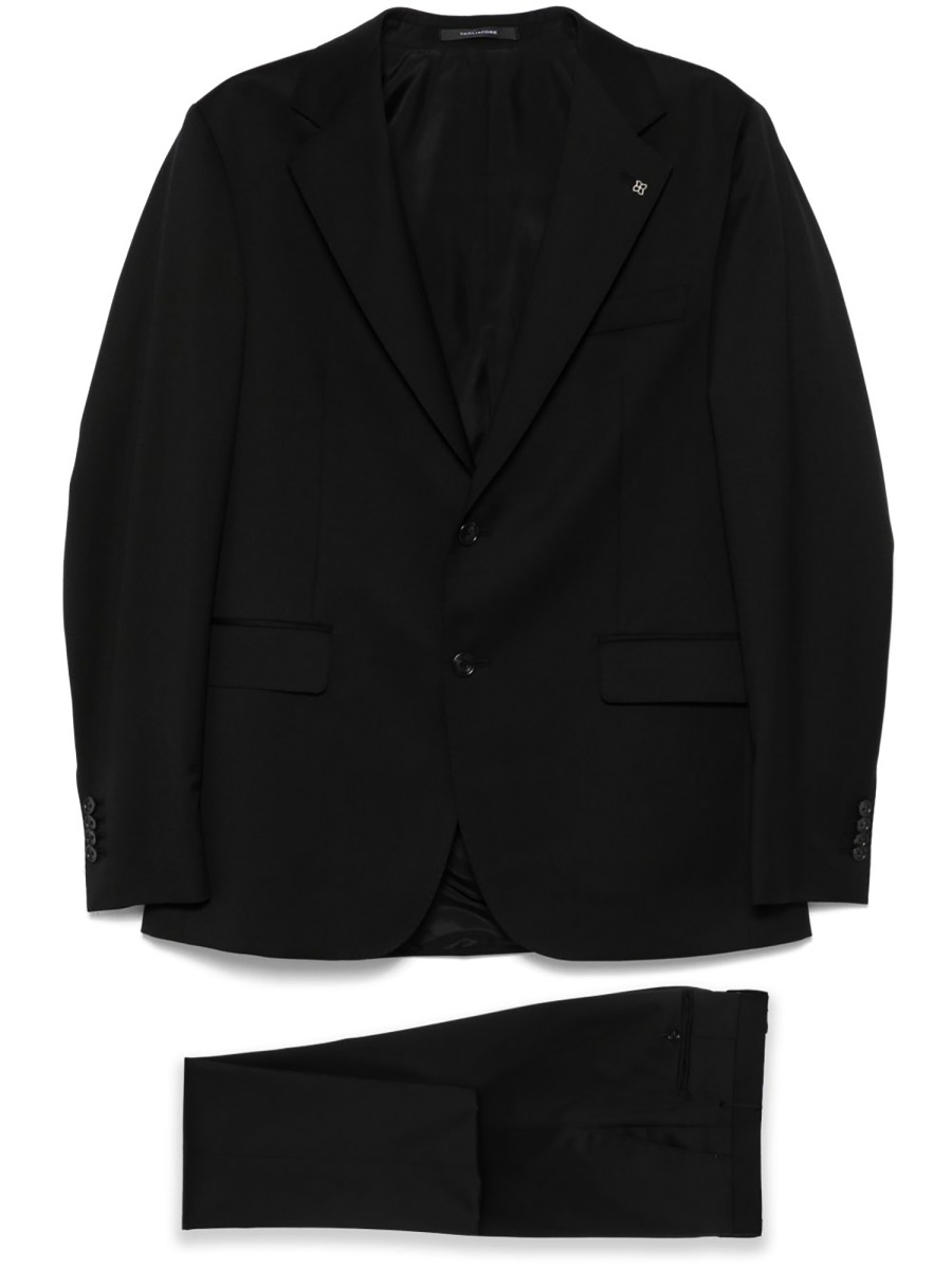 Tagliatore Neutrals Single-Breasted Wool Suit Zwart
