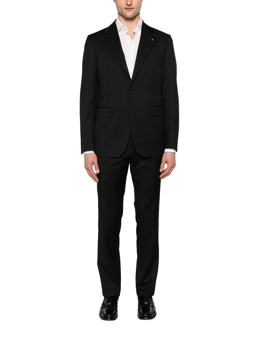 Tagliatore Neutrals Single-Breasted Wool Suit Zwart