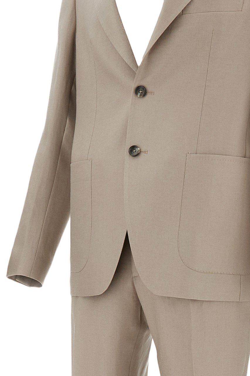 Tagliatore Montecarlo Linen Single-Breasted Suit Grijs
