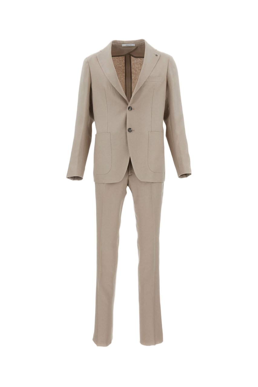 Tagliatore Montecarlo Linen Single-Breasted Suit Grijs