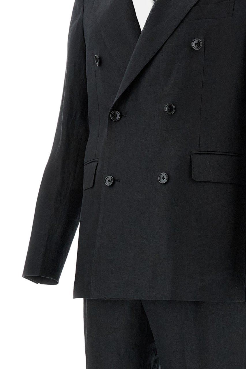 Tagliatore Vesuvio Linen Double-Breasted Suit Zwart
