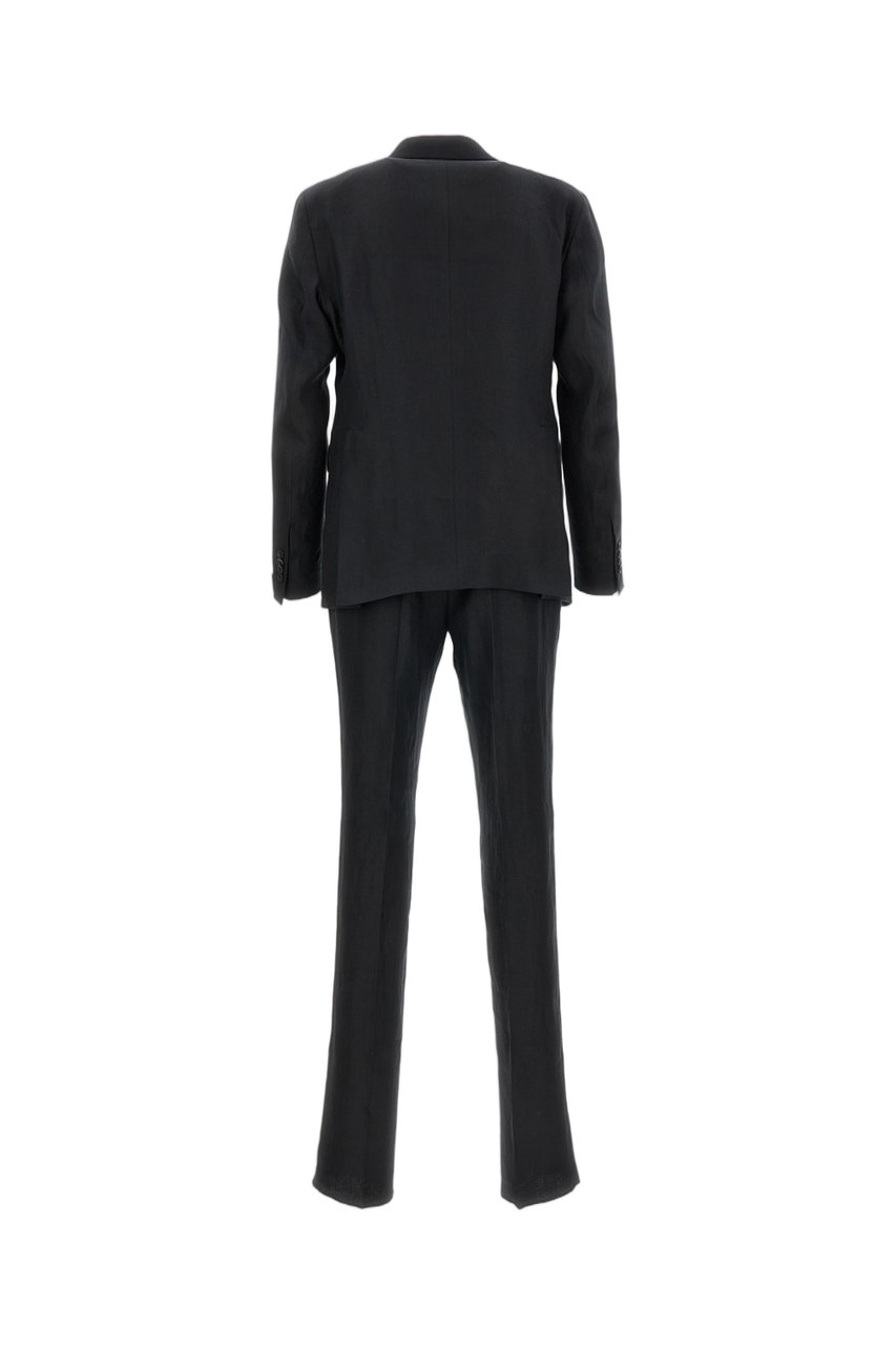 Tagliatore Vesuvio Linen Double-Breasted Suit Zwart