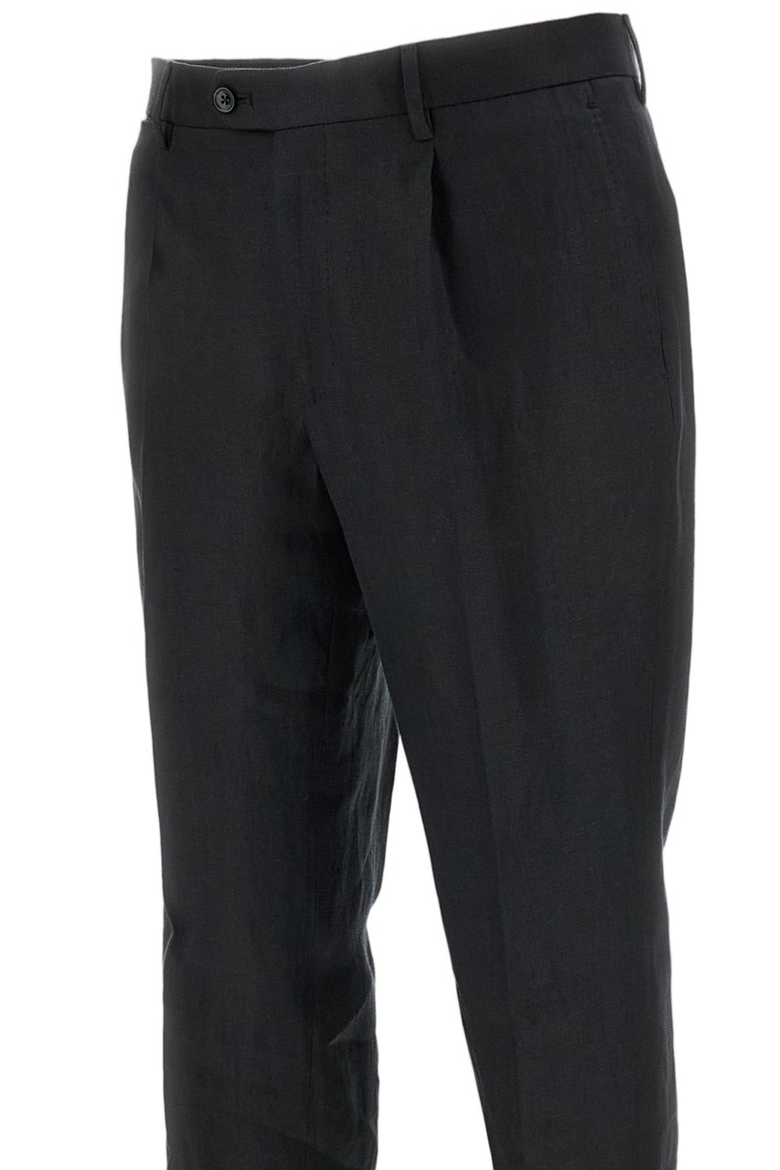 Tagliatore Vesuvio Linen Double-Breasted Suit Zwart