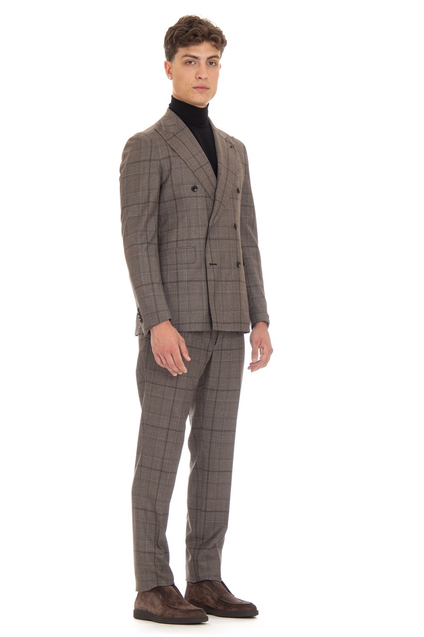 Tagliatore Super 130’s Virgin Wool Check Suit Grijs