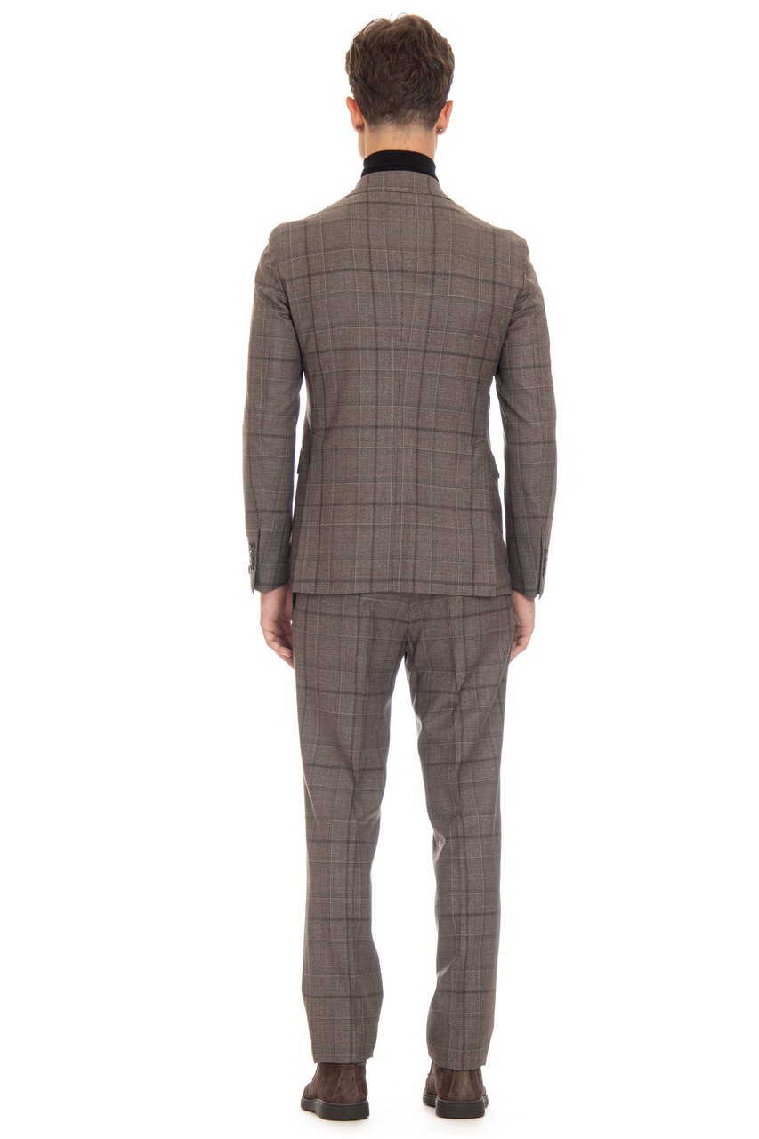 Tagliatore Super 130’s Virgin Wool Check Suit Grijs