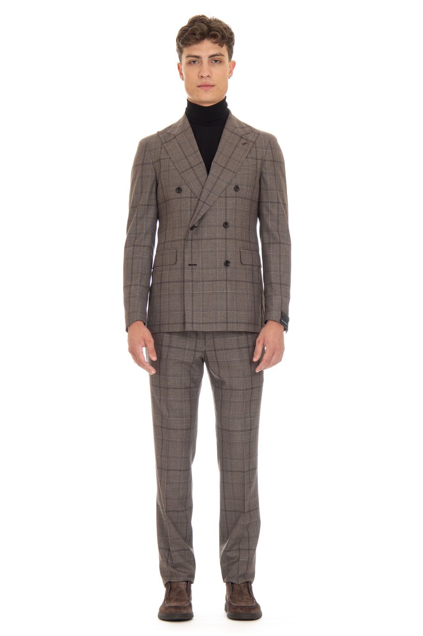 Tagliatore Super 130’s Virgin Wool Check Suit Grijs