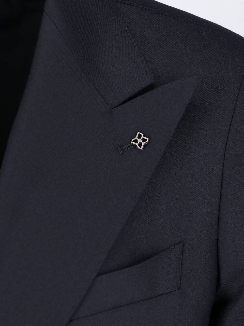 Tagliatore Double-Breasted Virgin Wool Suit with Peak Lapel Zwart