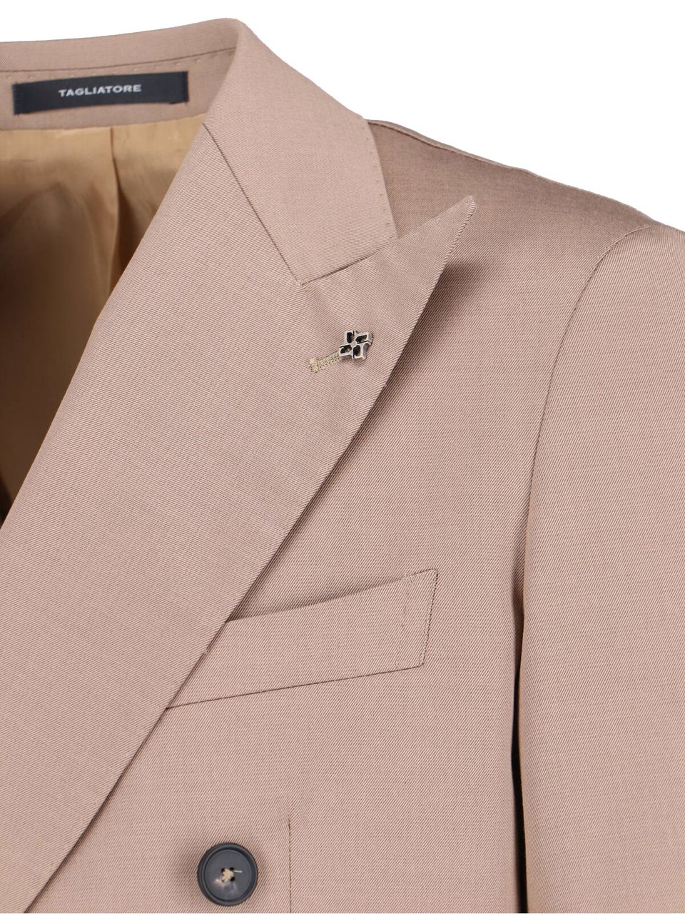 Tagliatore Beige Dress Shirt With Classic Collar And Button-Down Front Roze