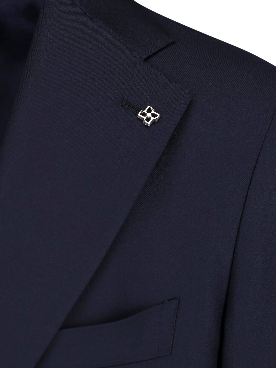 Tagliatore Navy Single-Breasted Peaked Lapel Wool Suit Blauw