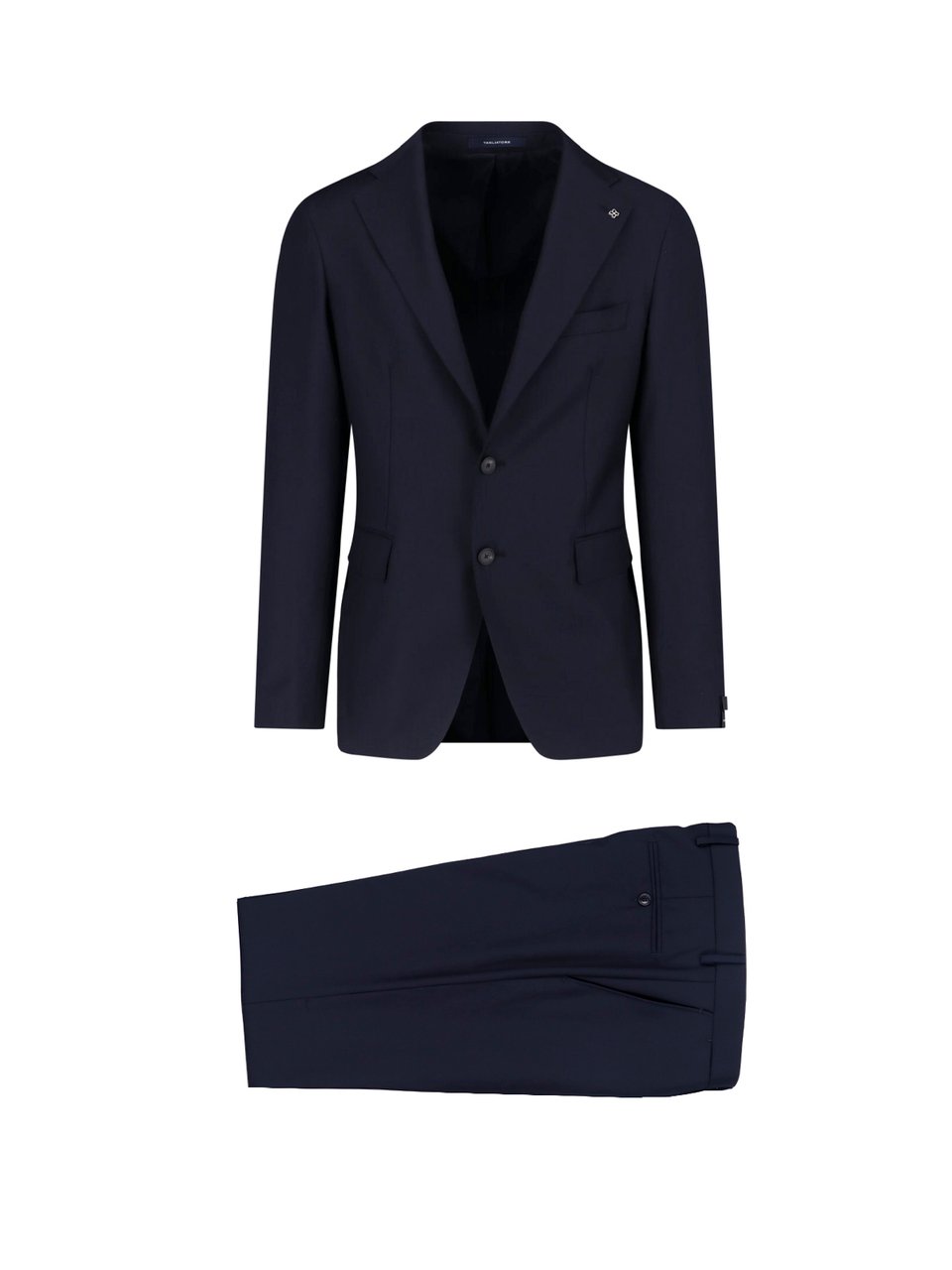 Tagliatore Navy Single-Breasted Peaked Lapel Wool Suit Blauw