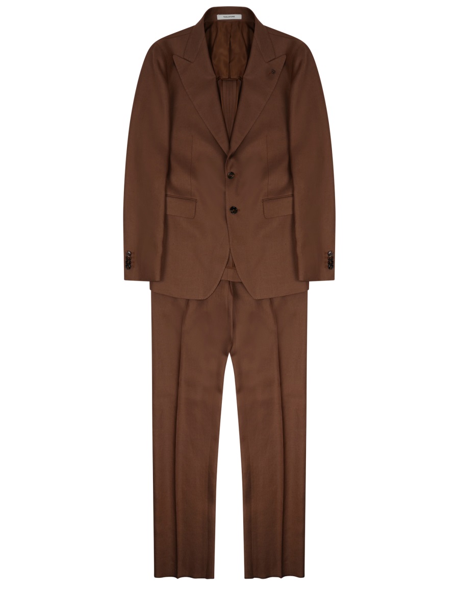 Tagliatore Brown Vesuvio Linen Suit Bruin