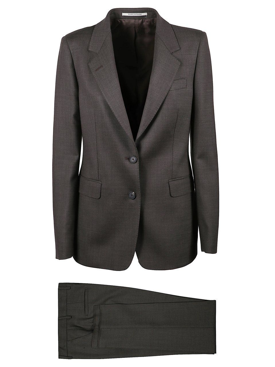 Tagliatore Tailored Grey Wool Suit With Structured Silhouette Zwart