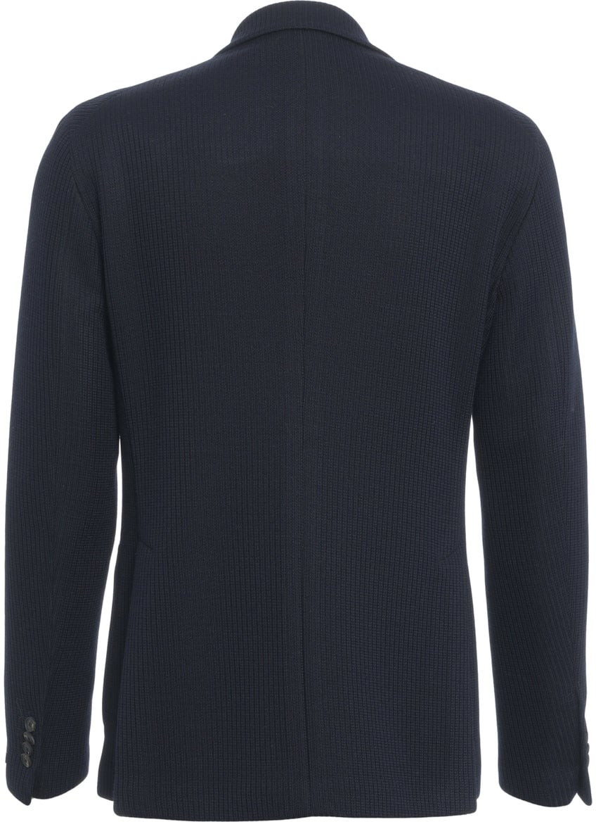 Tagliatore Double-breasted knit blazer Blauw