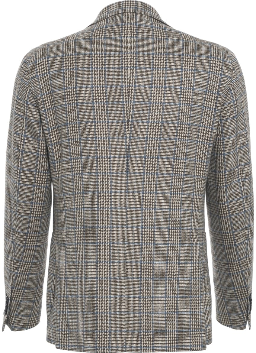 Tagliatore Virgin wool houndstooth blazer Beige