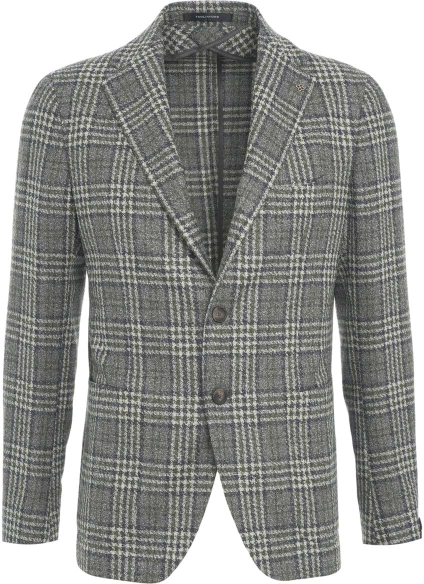 Tagliatore Single-breasted glen check blazer Beige