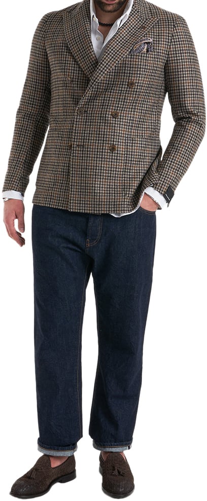 Tagliatore Virgin wool double-breasted blazer Bruin