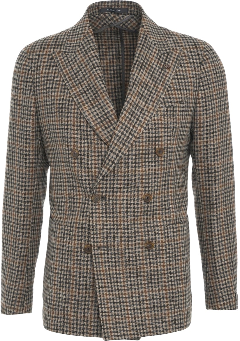 Tagliatore Virgin wool double-breasted blazer Bruin