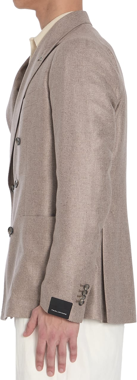 Tagliatore Double-breasted silk Blazer Bruin