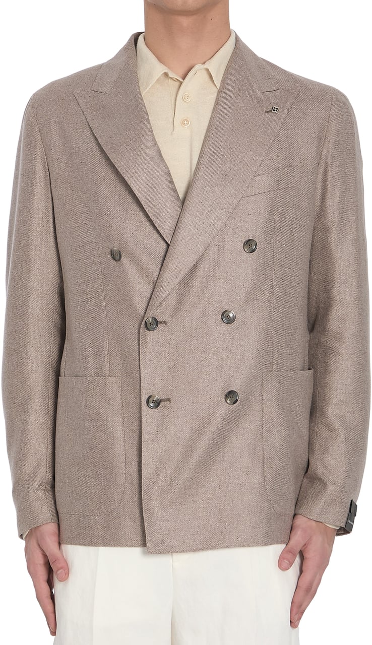 Tagliatore Double-breasted silk Blazer Bruin