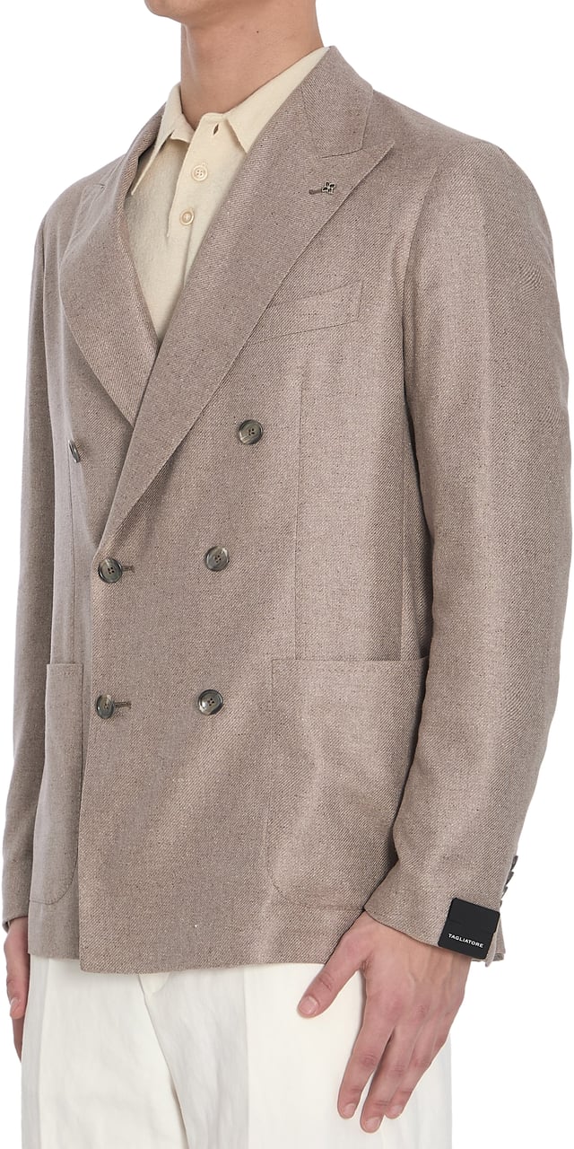 Tagliatore Double-breasted silk Blazer Bruin