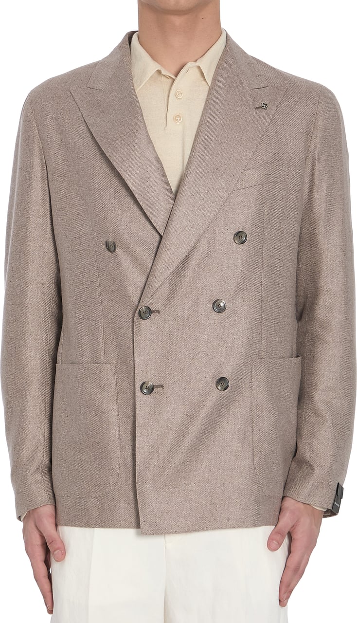 Tagliatore Double-breasted silk Blazer Bruin